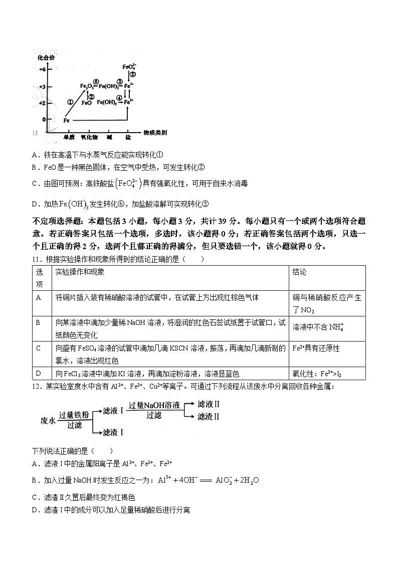 江苏省扬州市高邮市2023-2024学年高一下学期3月月考化学试题03