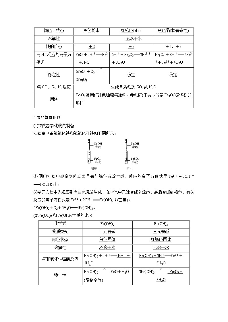 高中化学新教材同步必修第一册 第三章 第一节 第一课时 铁的单质、氧化物和氢氧化物(同步讲义)第3页