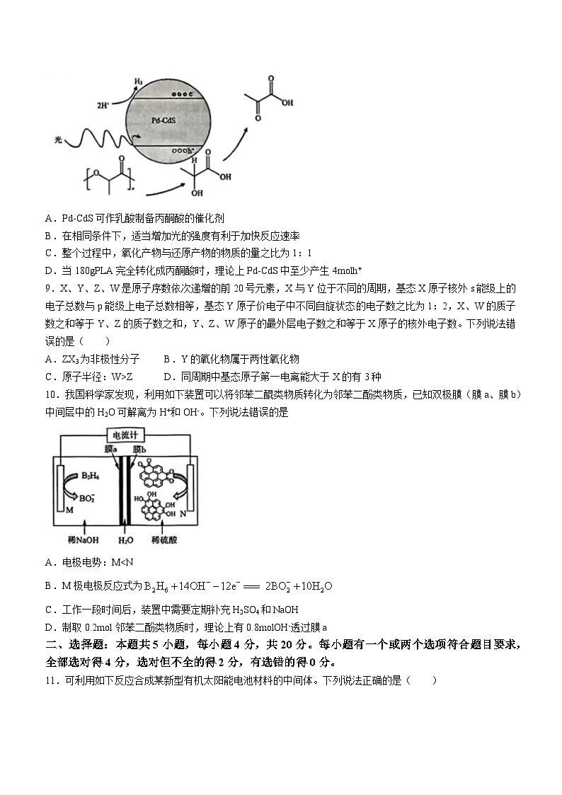 2024济南高三下学期3月模拟考试（一模）化学含答案03