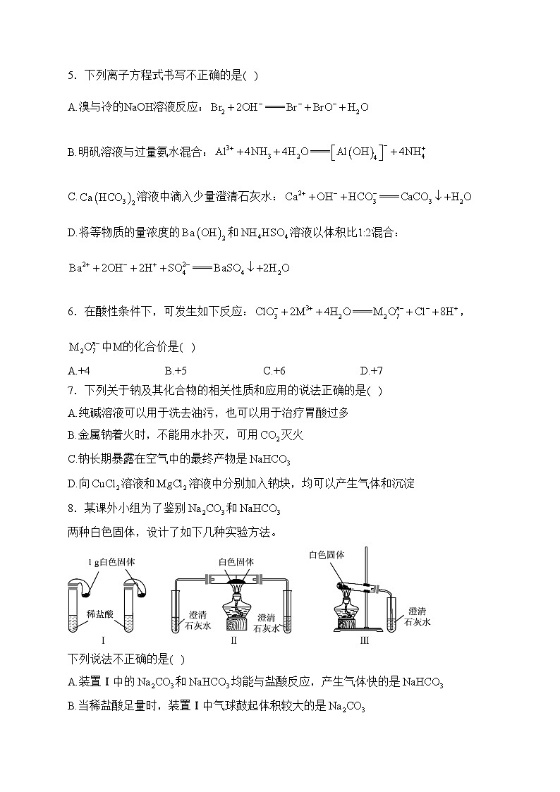 吉林省通化市梅河口市第五中学2023-2024学年高一上学期1月期末考试化学试卷(含答案)第2页