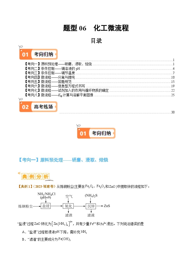 题型06化工微流程-2024年高考化学二轮题型归纳与变式演练（新高考）01