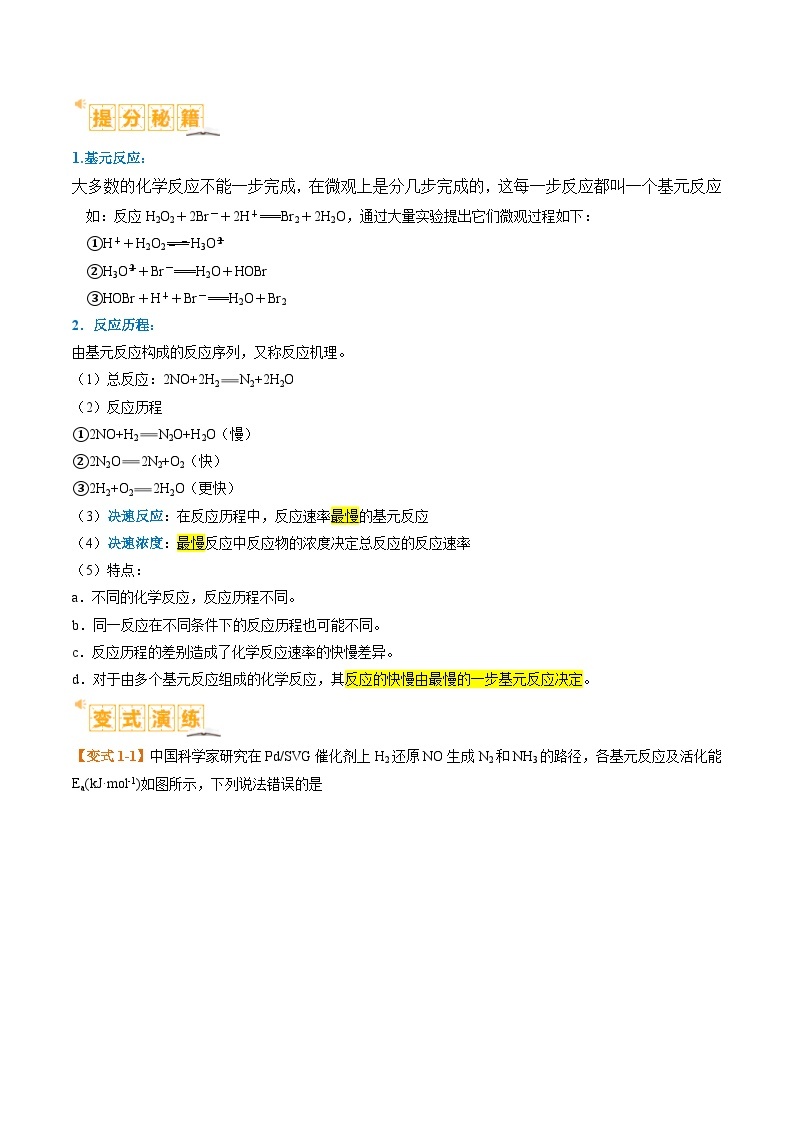 题型10反应微观机理分析速率方程及其应用-2024年高考化学二轮题型归纳与变式演练（新高考）02