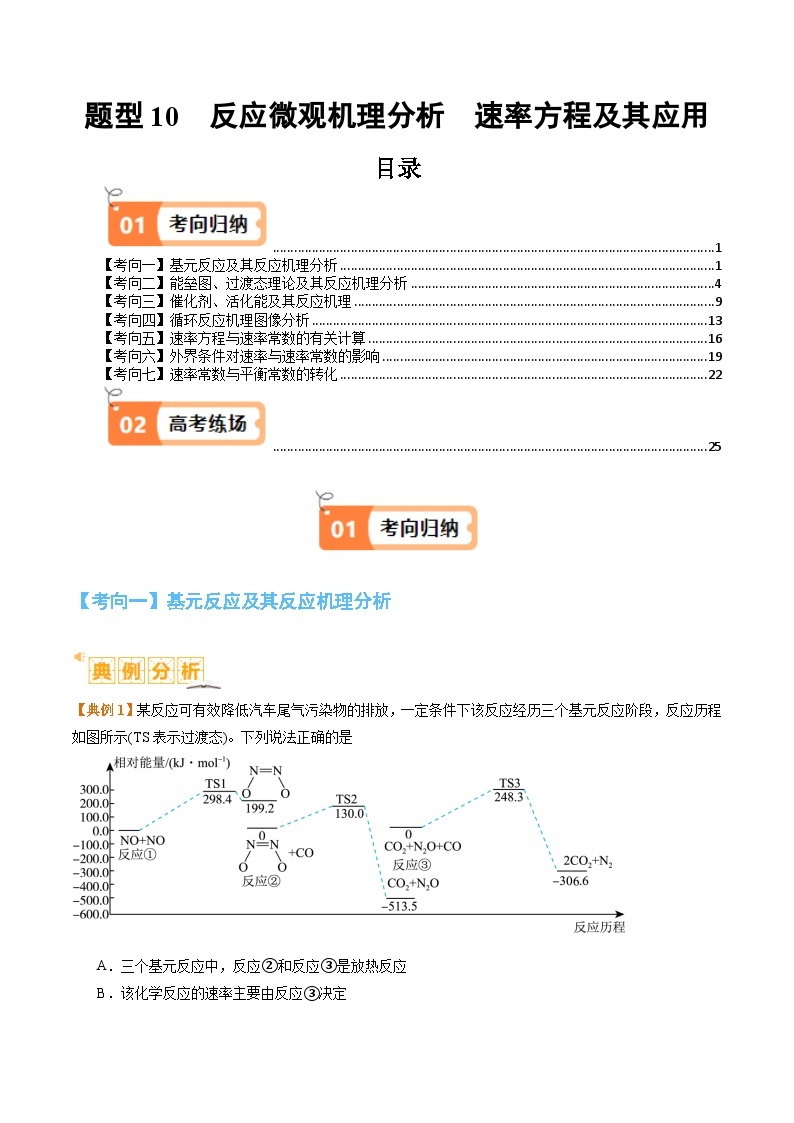 题型10反应微观机理分析速率方程及其应用-2024年高考化学二轮题型归纳与变式演练（新高考）01