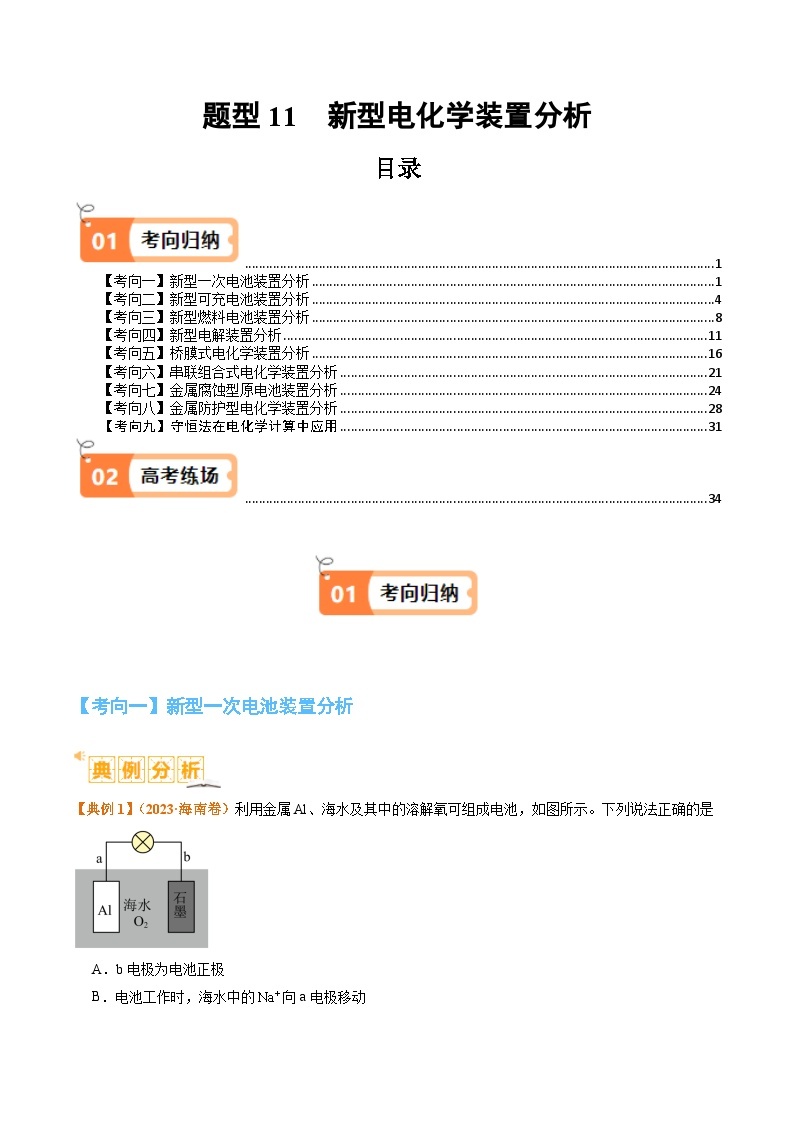 题型11新型电化学装置分析-2024年高考化学二轮题型归纳与变式演练（新高考）01