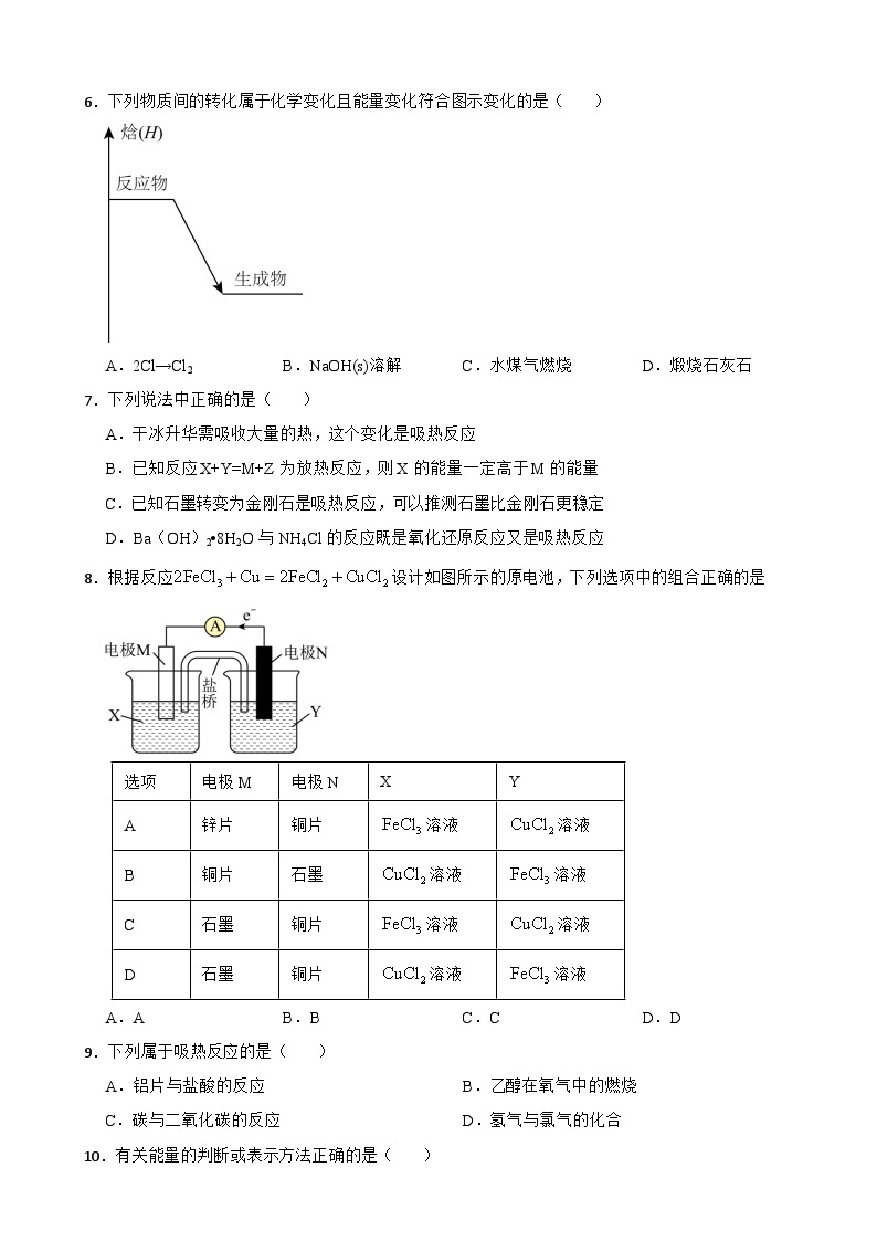 6.1 化学反应与能量变化 课后作业 2023-2024学年高一下学期化学人教版（2019）必修第二册02