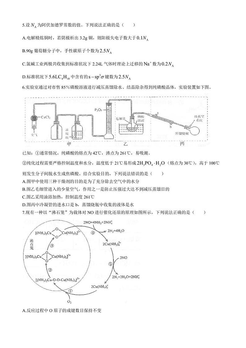 2024届湖北省十一校高三下学期第二次联考化学试卷 +答案02