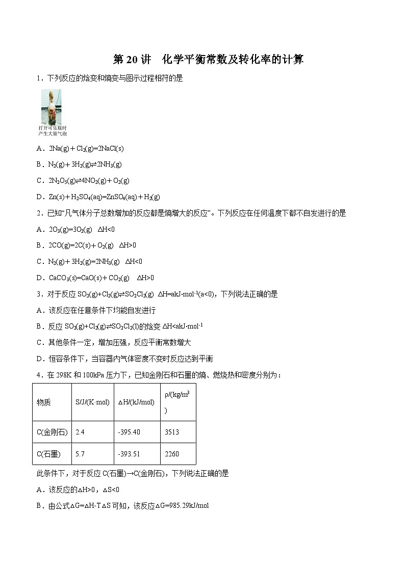 第20讲 化学平衡常数及转化率的计算- 2024年高考化学大一轮复习【精讲精练】01