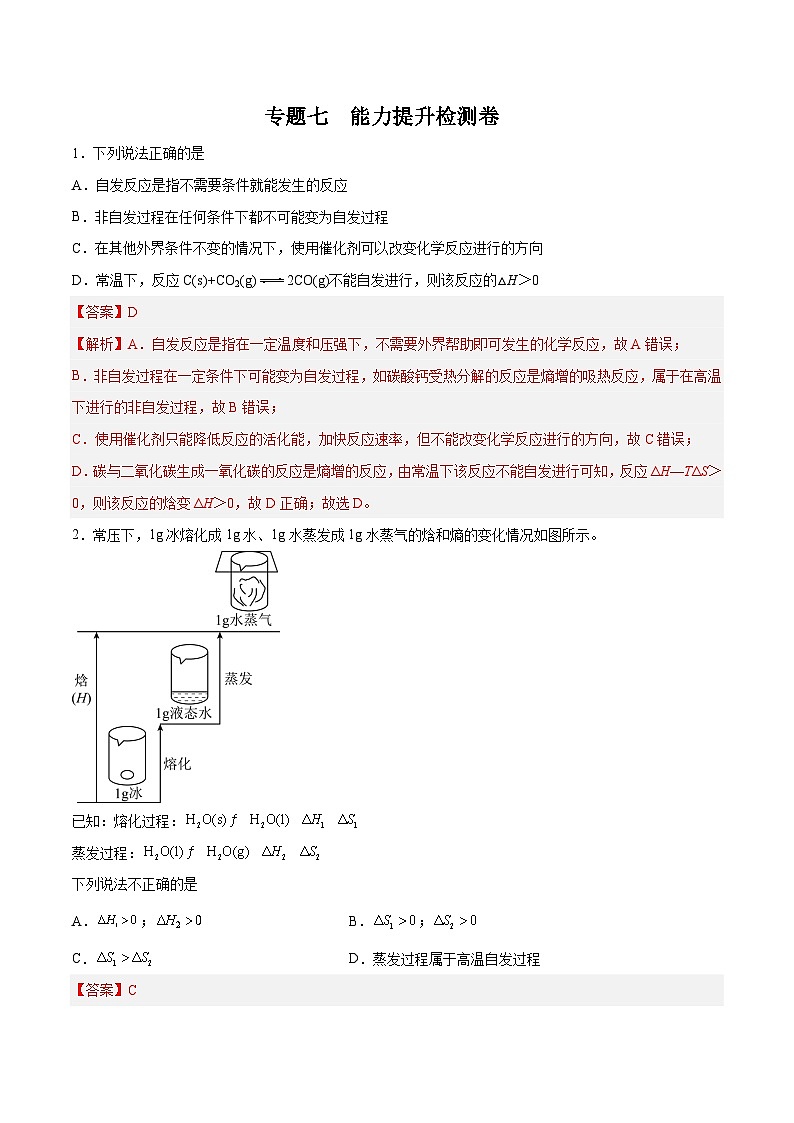 专题七  能力提升检测卷 - 2024年高考化学大一轮复习【精讲精练】(解析版)第1页