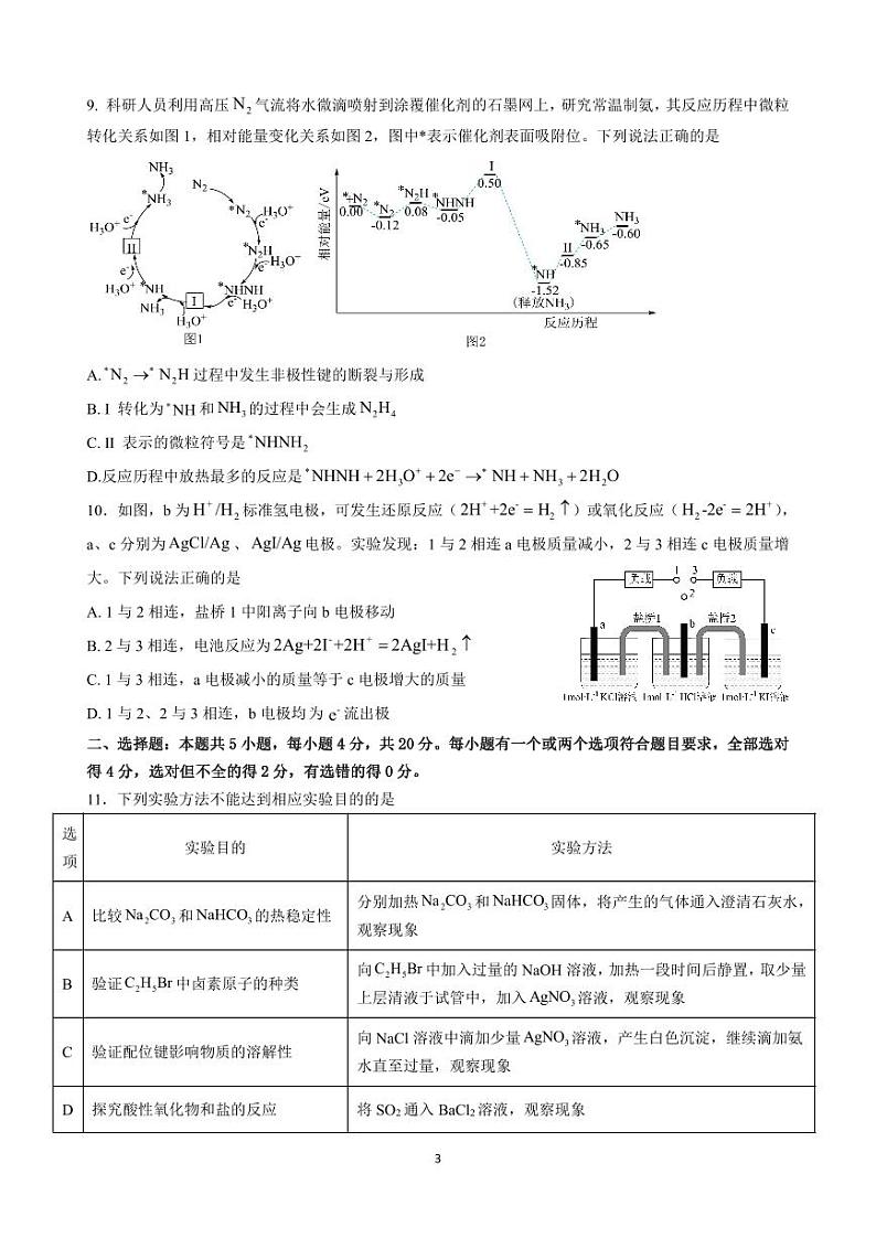 山东省济宁市第一中学2023-2024学年高三下学期3月月考化学试卷(PDF版附答案)第3页