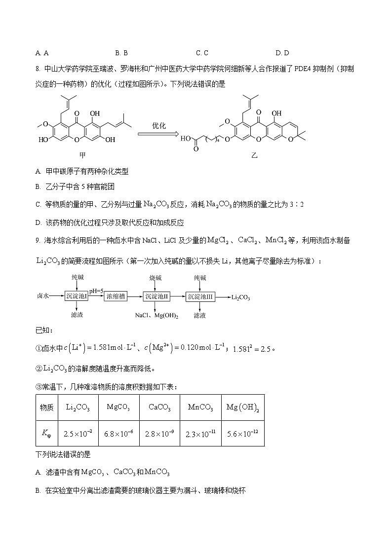 2024衡阳高三下学期二模化学试题含答案03