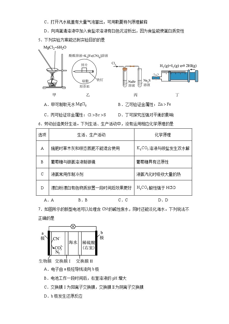 广东省韶关市2024届高三下学期综合测试(二)化学试题(含解析)第2页
