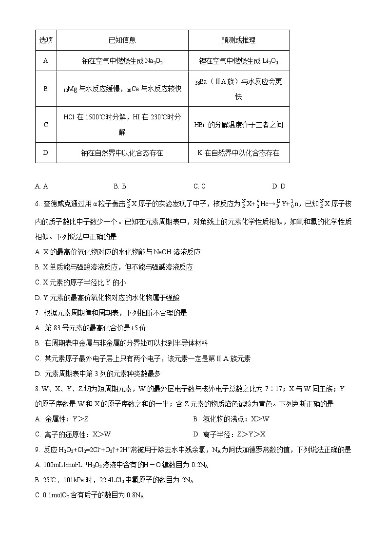 山东省德州市万隆中英文高级中学2023-2024学年高一下学期3月月考化学试题(原卷版)第2页