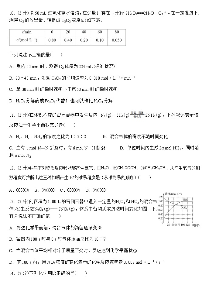 山西省大同市浑源七中2022-2023学年高一下学期期末考试化学试题03