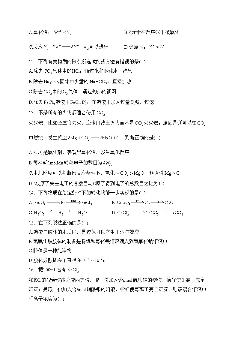 湖南省邵东市第三中学2023-2024学年高一上学期第三次月考化学试卷(含答案)第3页