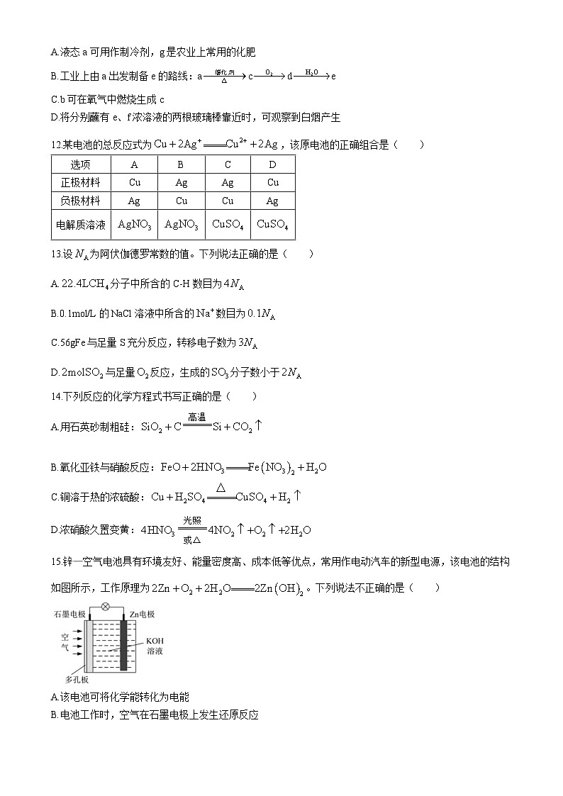 广东省肇庆鼎湖中学2023-2024学年高一下学期4月考试化学试题(无答案)第3页