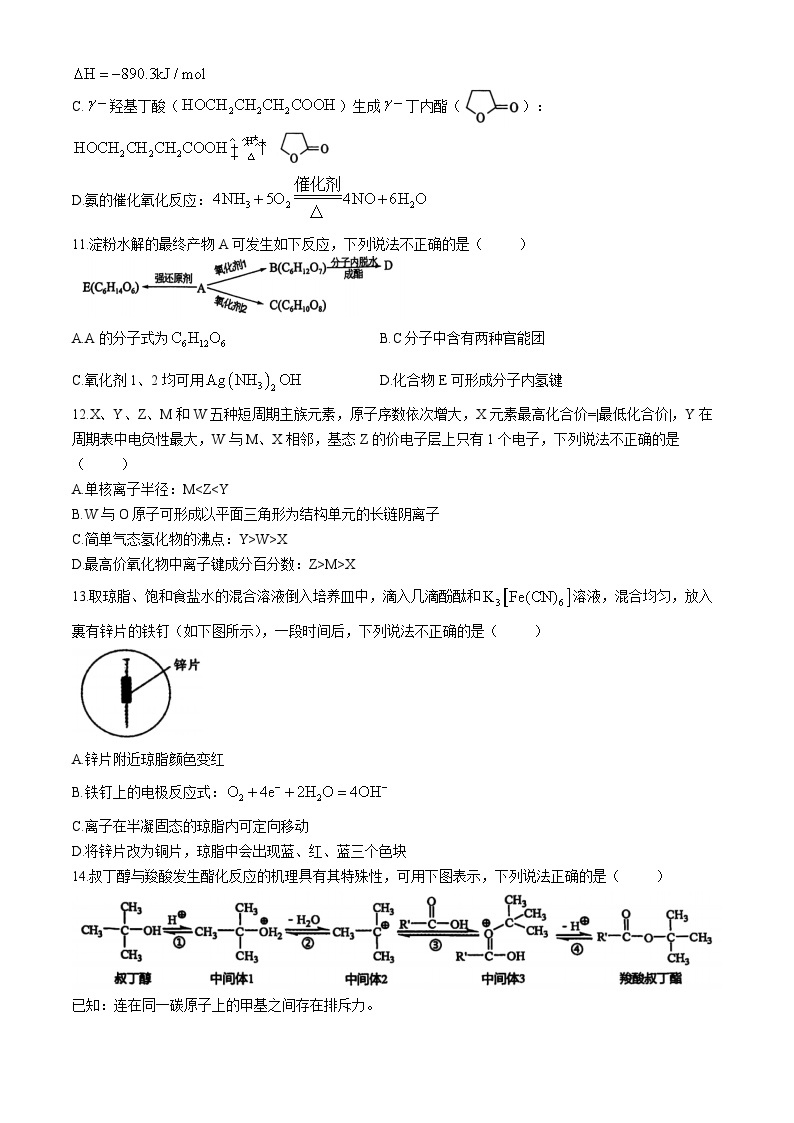 2024金华十校高三下学期4月二模试题化学含答案03