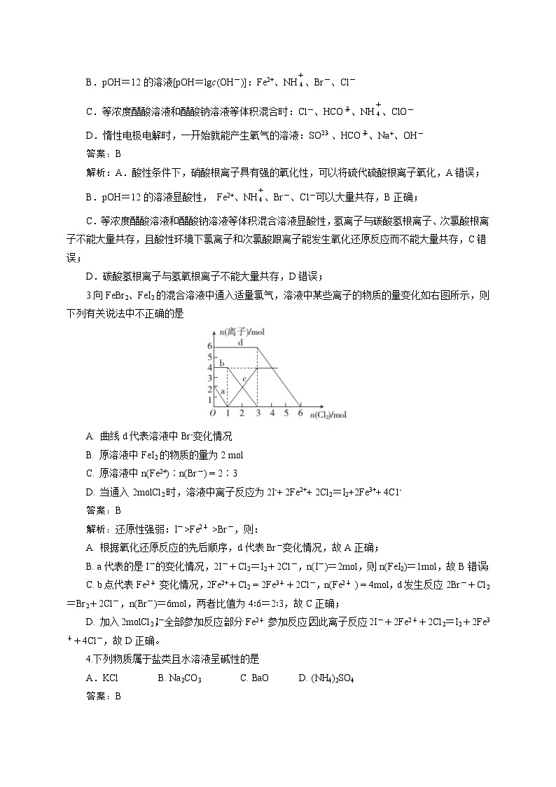 2024届高考化学一轮复习限时训练：《化学物质及其变化》专题1202