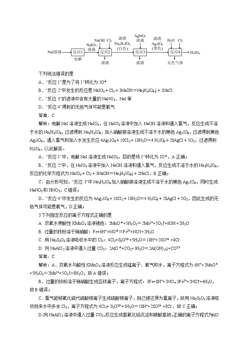 2024届高考化学一轮复习限时训练：《化学物质及其变化》专题2002