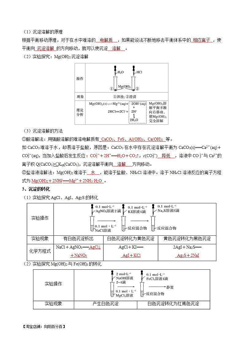 (复习课)2024年人教版高二化学寒假提升学与练 专题06 沉淀溶解平衡(2份打包,原卷版+解析版)03