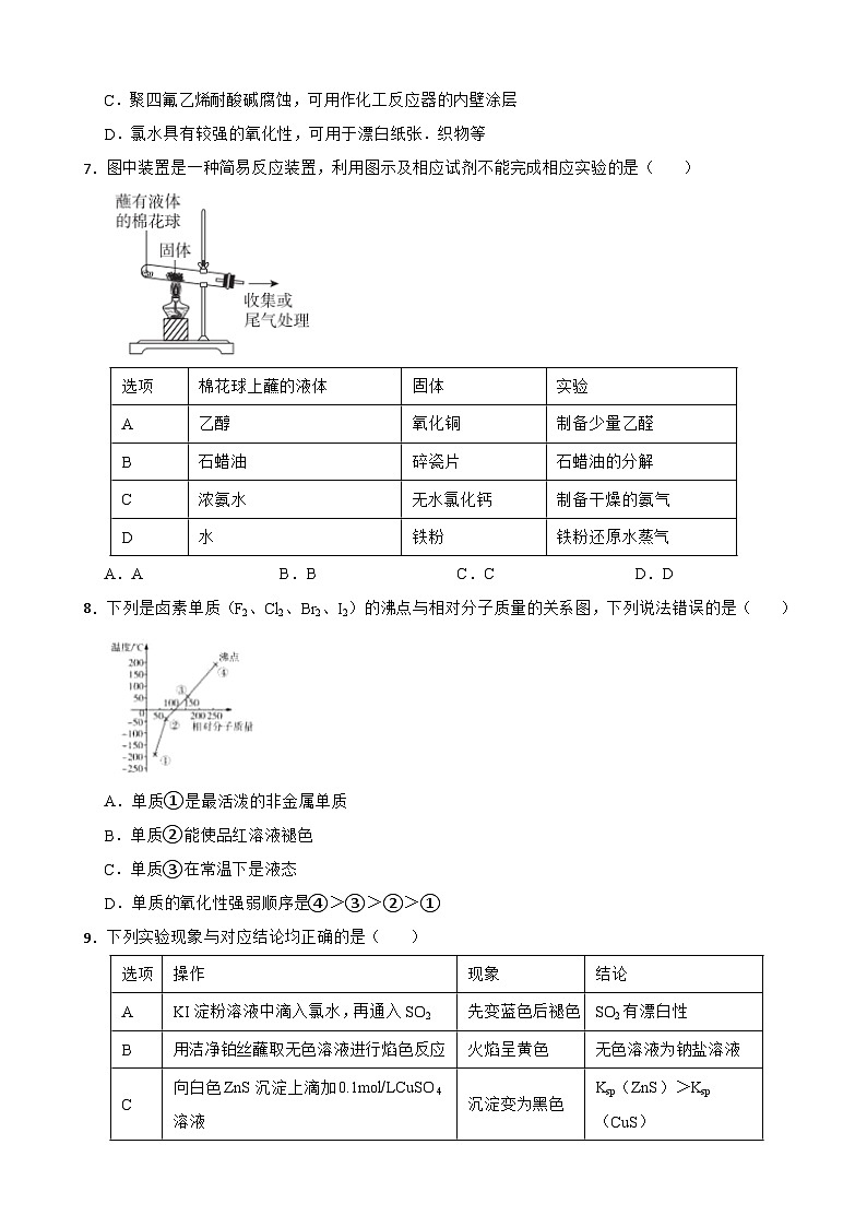 高三化學二輪復習專項訓練：鹵族與氮族及其應用第2頁