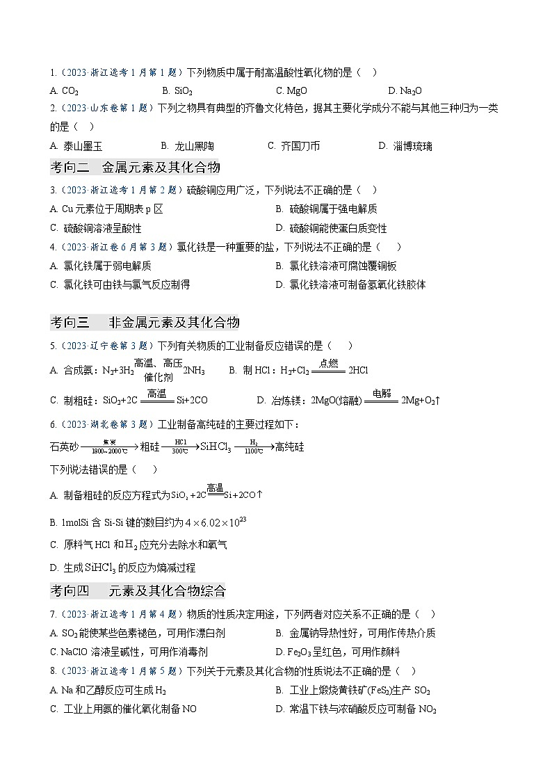 專題06 元素及其化合物 (原卷版)第2頁(yè)