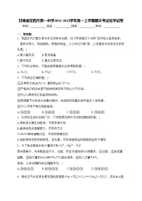 甘肃省定西市第一中学2022-2023学年高一上学期期末考试化学试卷(含答案)