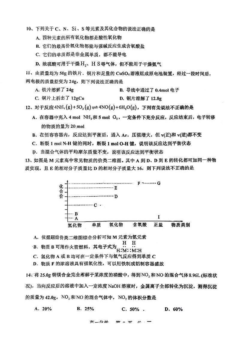 江西省景德镇市2023-2024学年高一下学期4月期中考试化学试题03