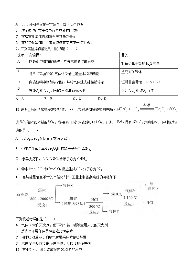 山西省部分学校2023-2024学年高一下学期4月份期中调研测试+化学试题(无答案)第3页