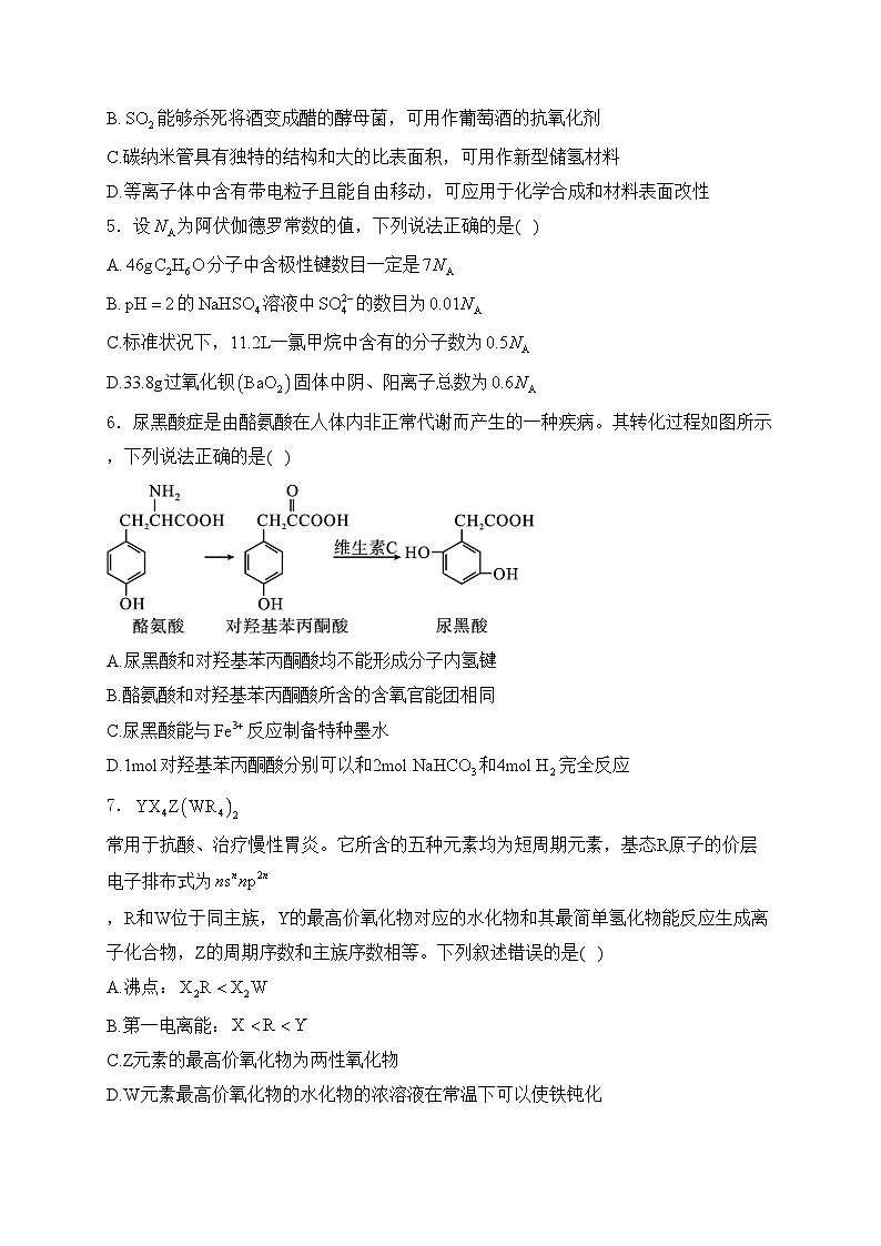 湖南省邵阳市2024届高三二模化学试卷(含答案)02