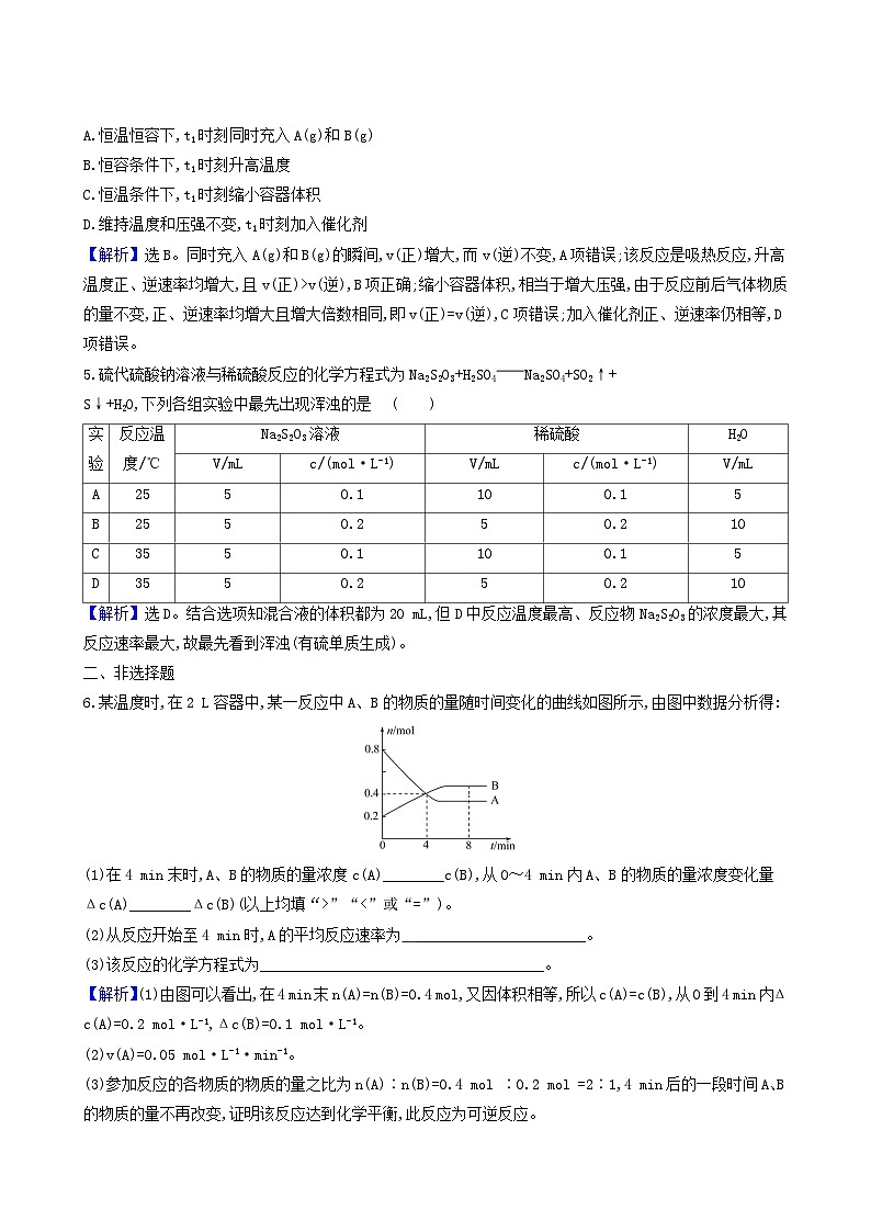 2022版高考化学一轮复习 课时分层提升练课时分层提升练21 化学反应速率及影响因素第2页