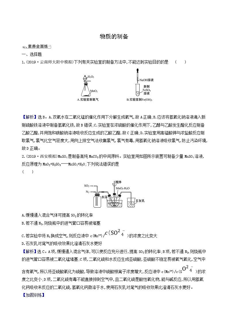 2022版高考化学一轮复习 课时分层提升练课时分层提升练32 物质的制备第1页
