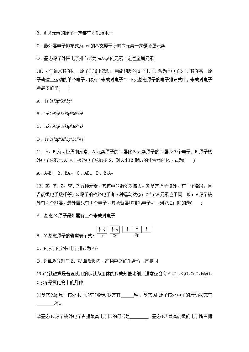 第11练 原子结构 核外电子排布规律 同步练习(含答案)-2025年高考化学一轮复习03