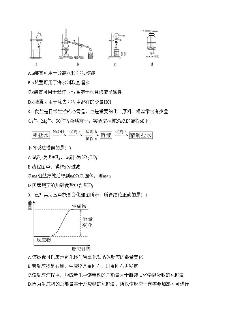 广西壮族自治区贵百河联考2023-2024学年高一下学期4月月考化学试卷(含答案)02