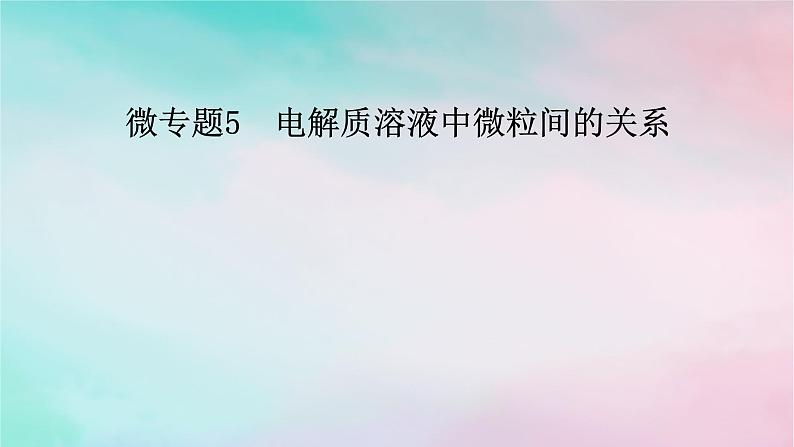 2025版新教材高中化学第3章水溶液中的离子反应与平衡微专题5电解质溶液中微粒间的关系课件新人教版选择性必修101