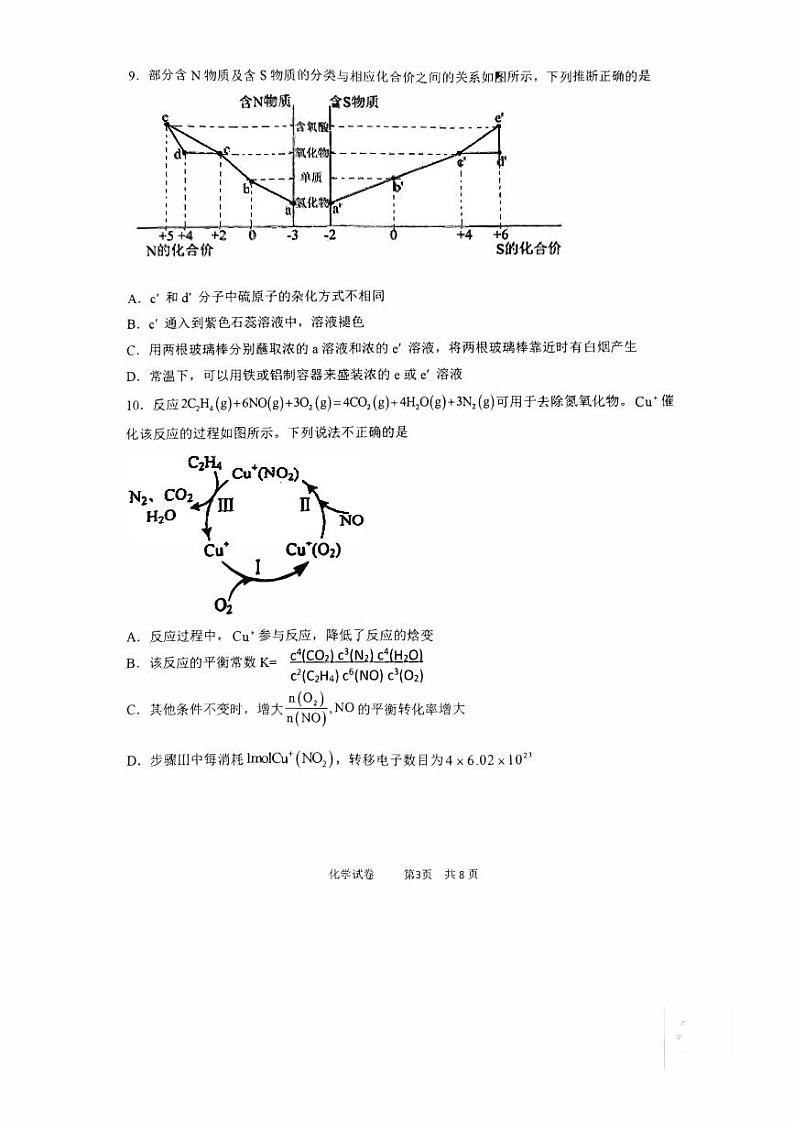 天津市十二区重点学校2024届高三下学期联考(二)化学试卷(PDF版)03
