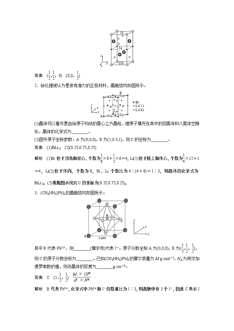 大單元三　第九章　熱點(diǎn)強(qiáng)化15　原子分?jǐn)?shù)坐標(biāo)、投影圖（教師版）第2頁
