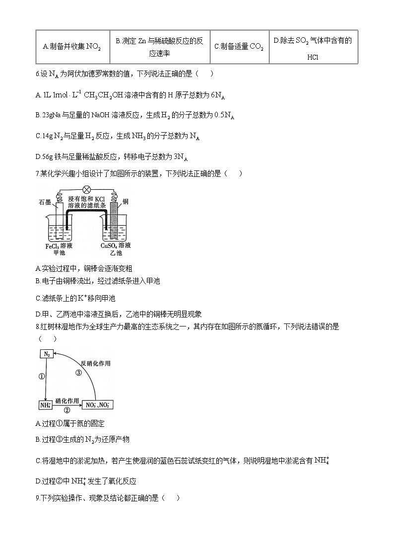 内蒙古赤峰市部分学校2023-2024学年高一下学期5月期中联考化学试题(无答案)第2页