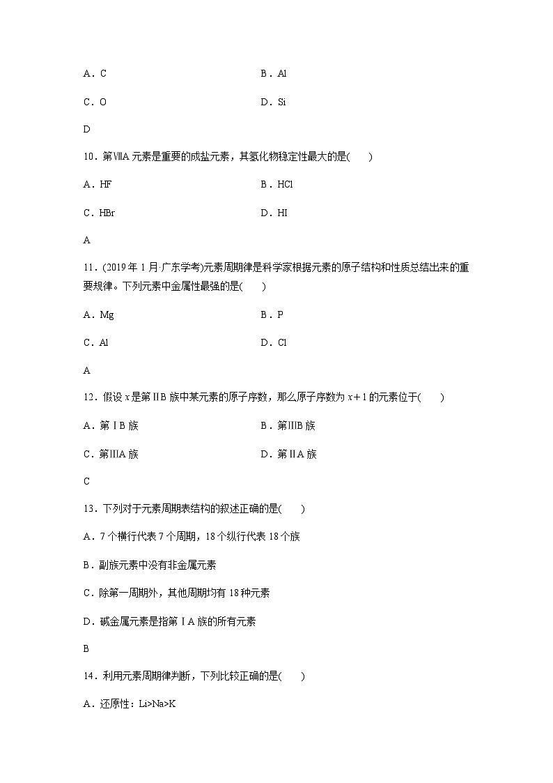高中化学学业水平合格性考试合格演练测评(十)含答案第3页