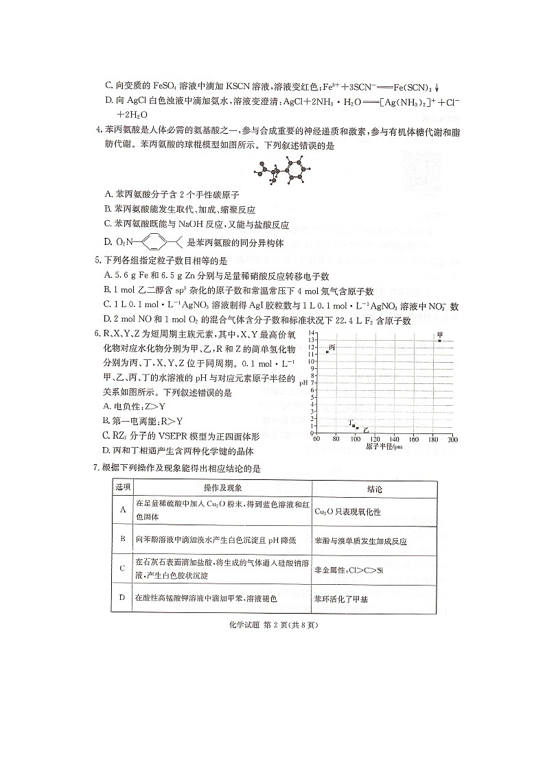 湖南省2024年普通高中学业水平选择性考试高三下学期考前演练卷(二)化学试题第2页