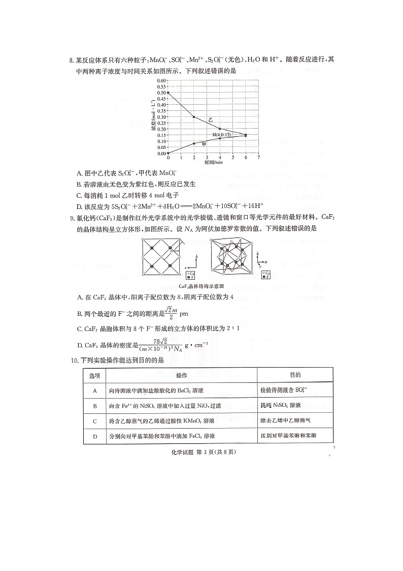 湖南省2024年普通高中学业水平选择性考试高三下学期考前演练卷(二)化学试题第3页