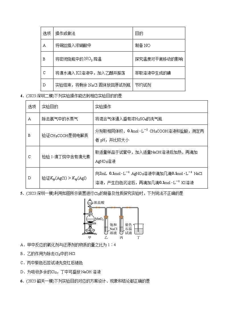 必练10 化学实验探究、设计与评价-【高频考点】2024年高考化学总复习高频考点必刷1000题(广东专用)(原卷版)第2页