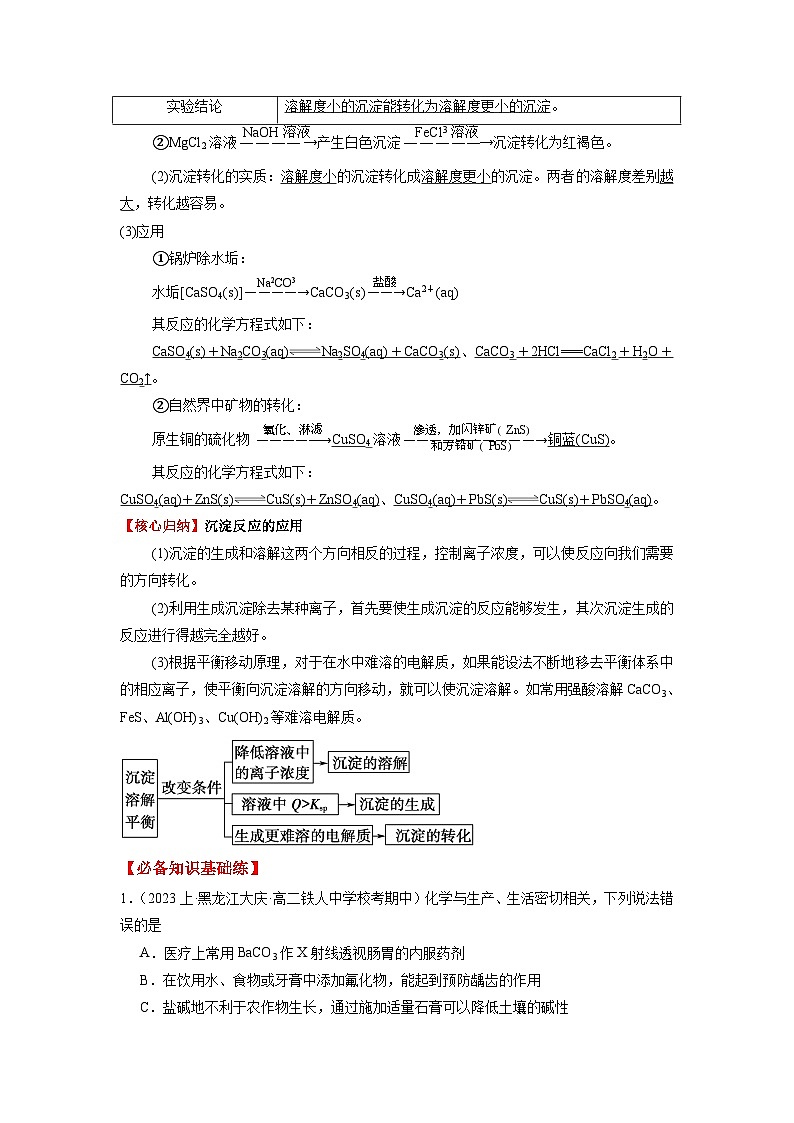 考點15 沉淀溶解平衡的應用-2023-2024學年高二化學核心考點歸納與分層測試（人教版2019選擇性必修1）（原卷版）第2頁