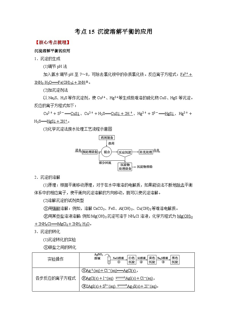 考點(diǎn)15 沉淀溶解平衡的應(yīng)用-2023-2024學(xué)年高二化學(xué)核心考點(diǎn)歸納與分層測(cè)試（人教版2019選擇性必修1）第1頁(yè)