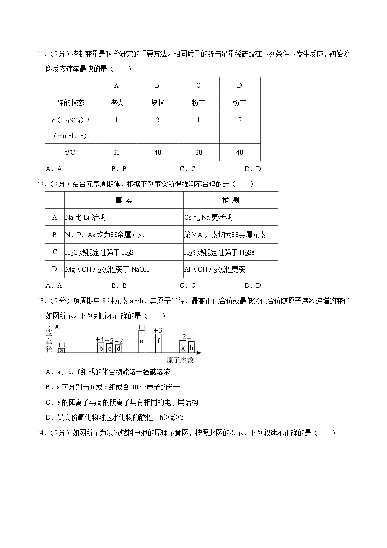 北京市北京交通大学附属中学第二分校2023-2024学年高一下学期期中考试化学试卷第3页