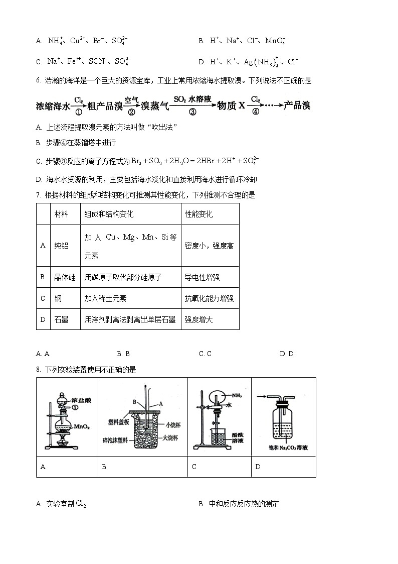 浙江省七彩阳光新高考研究联盟联考2023-2024学年高二下学期4月期中考试化学试题 Word版无答案第2页