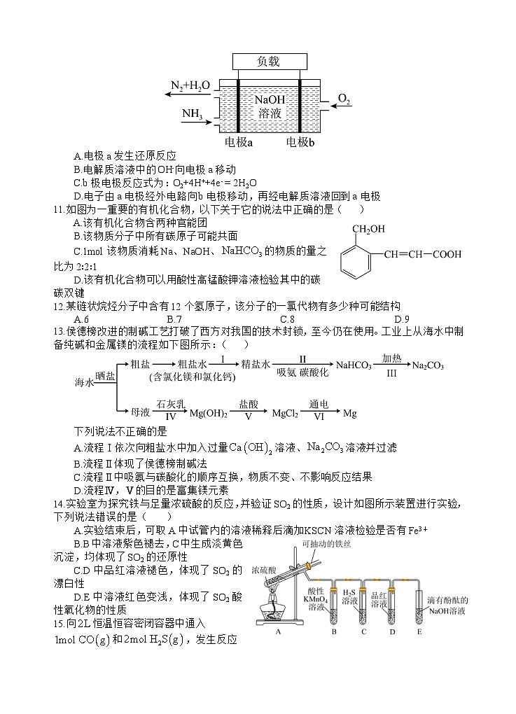 2024遂宁射洪中学高一下学期期末模拟化学试题含答案03