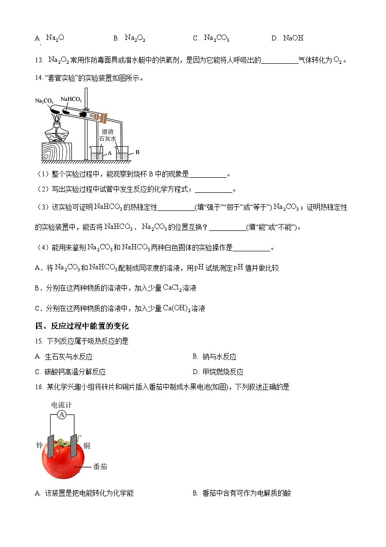 上海市市西中学2023-2024学年高一下学期期末考试 化学试题第3页