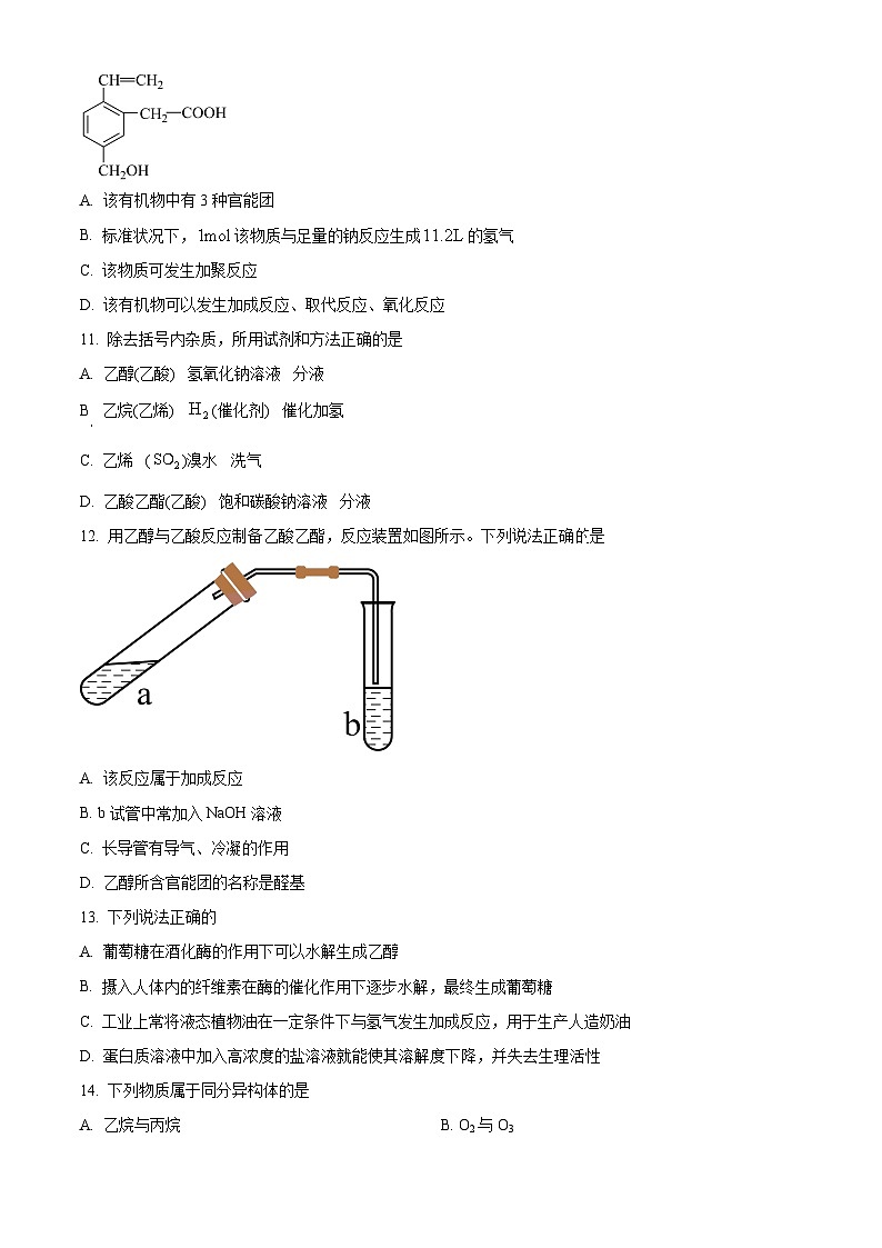 山东省聊城颐中外国语学校2023-2024学年高一下学期第三次质量检测化学试题03