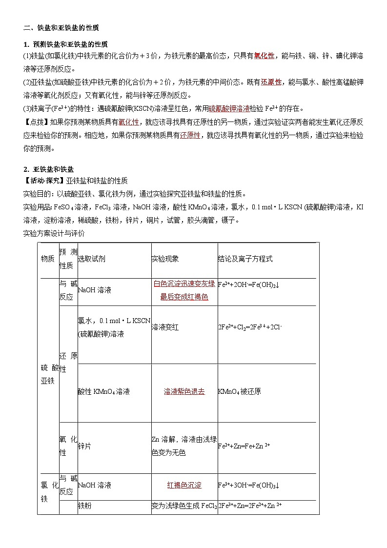 第12讲 铁、亚铁盐和铁盐-【暑假自学课】2023年新高一化学暑假精品课(鲁科版2019必修第一册)(原卷版+解析版)03