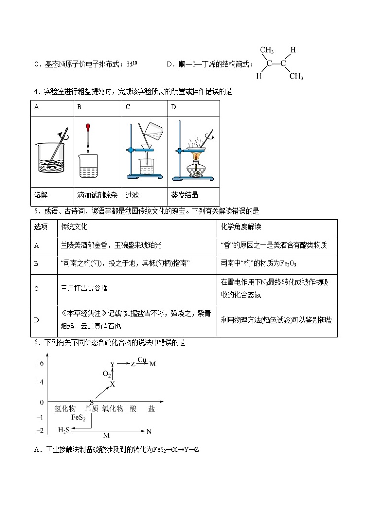 2024届新高三开学摸底考试卷 化学试题(广东专用)02